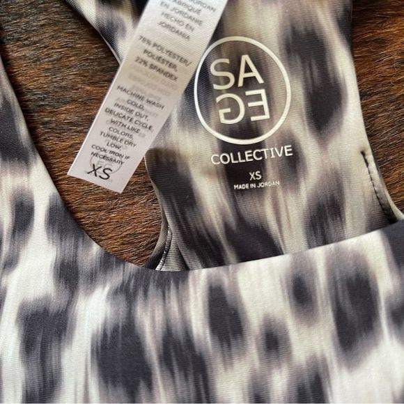 NWT Sage Leopard Print Animal Print Gray & Black Sports Bra Athletic Comfy Yoga - Picture 9 of 11